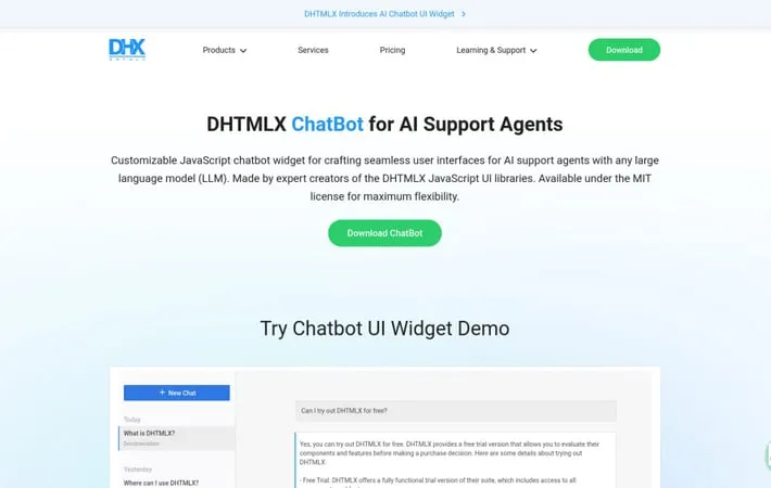 DHTMLX ChatBot